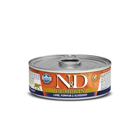 N&D Cat Pumpkin ж/б Консервы для взрослых кошек ягнёнок,тыква,черника 80г