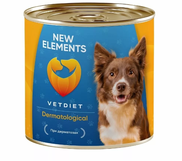 NEW ELEMENTS Dermatological для собак при Дерматозах ж/б 340г