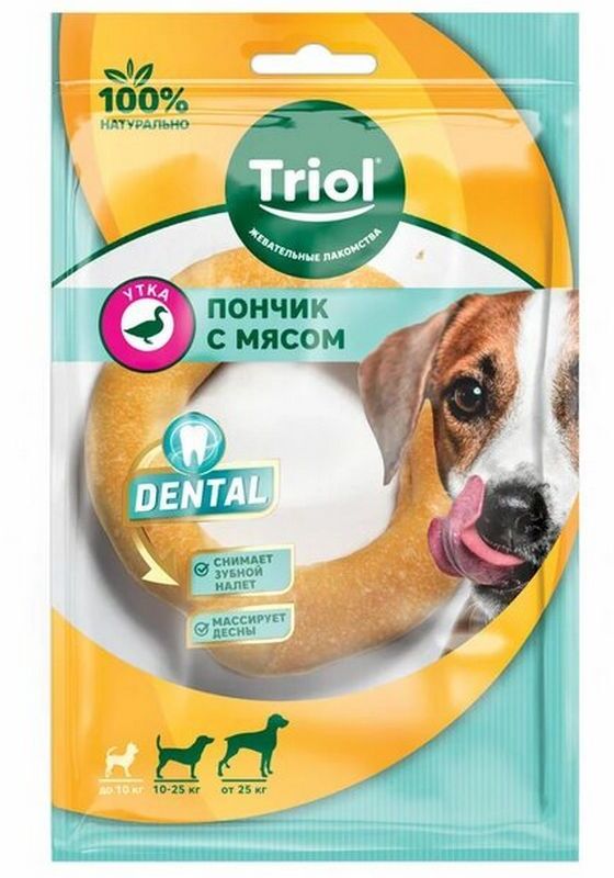 Пончик жевательный "DENTAL" с мясом утки 10см (уп.1шт) Triol