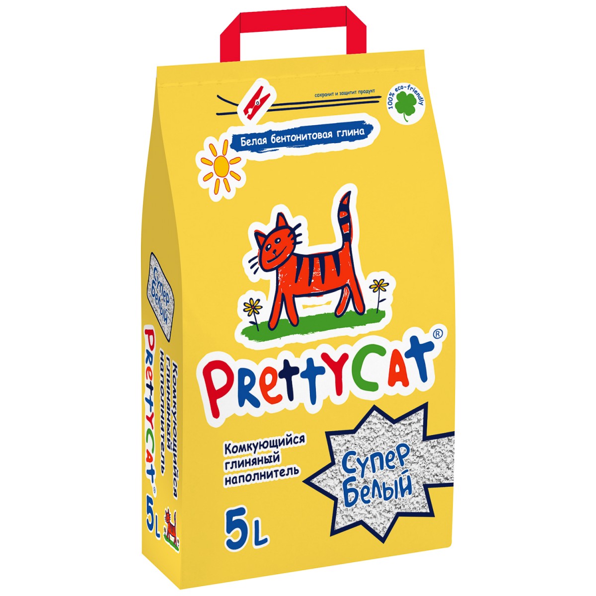 PrettyCat Супер белый Наполнитель комкующийся 5л (4,2кг)