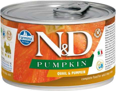 N&D Dog Mini Pumpkin ж/б Консервы для собак мелких пород перепел,тыква 140г