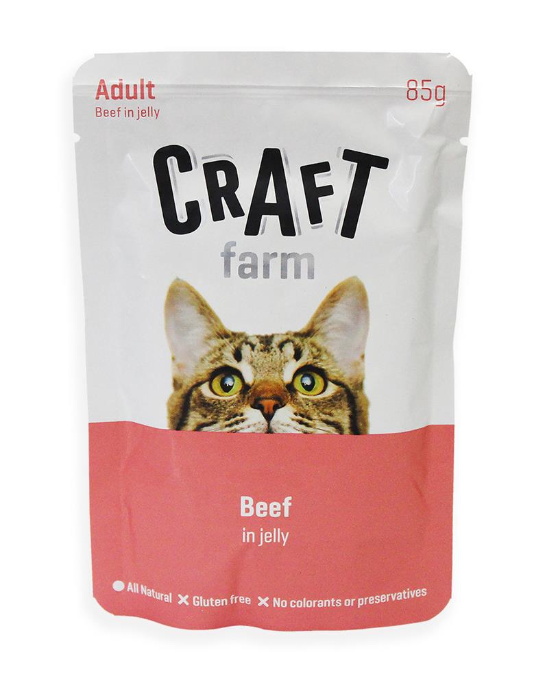 CRAFT FARM Adult Корм для кошек Говядина в желе 85г (пауч)