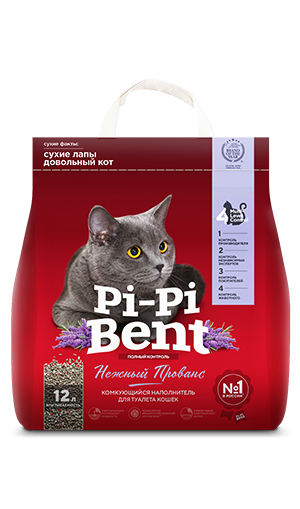 Наполнитель Pi-Pi-Bent Нежный Прованс комкующийся для кошачьего туалета крафт-пакет 5кг