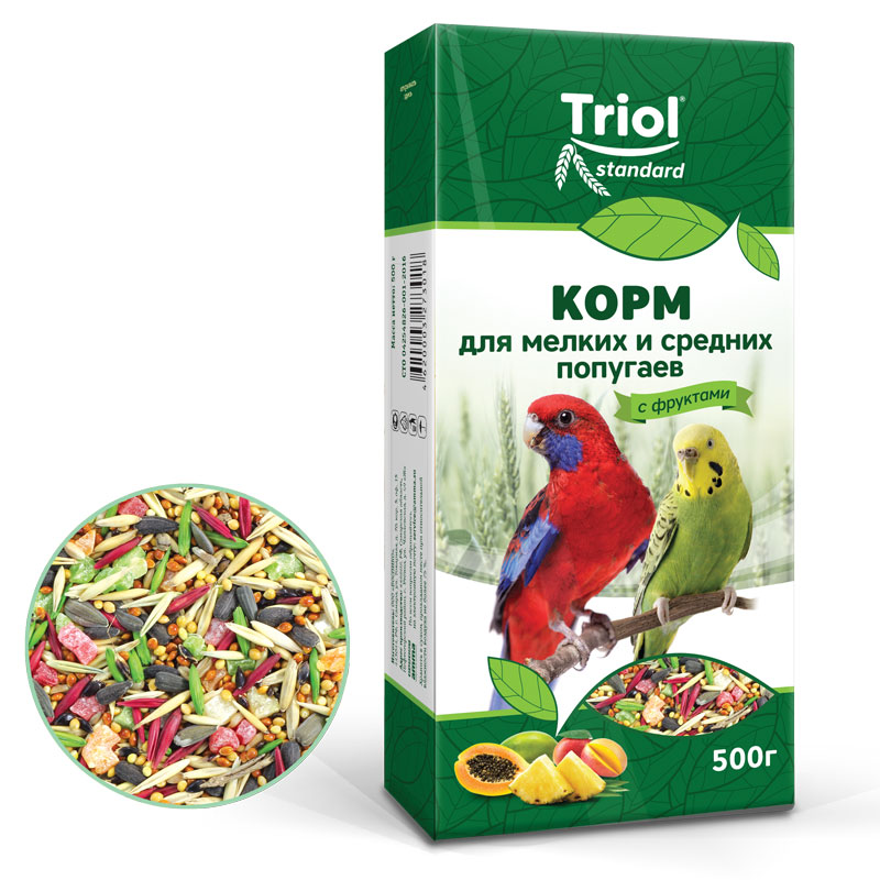 Корм Triol Standard для мелких и средних попугаев с фруктами 500 г