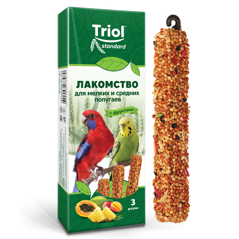 Triol Standard Лакомство для мелких и средних попугаев с фруктами 80г