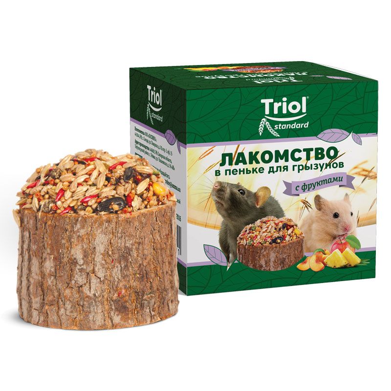 Лакомство в пеньке для мелких грызунов с фруктами 70г