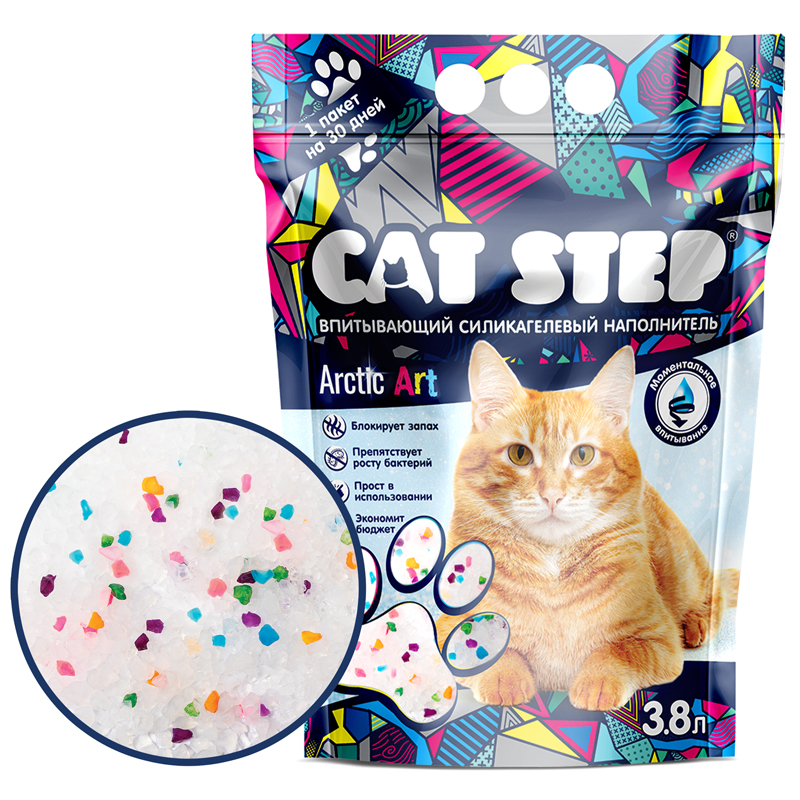 Cat Step Наполнитель "Arctic Art" впитывающий силикагелевый 3,8л
