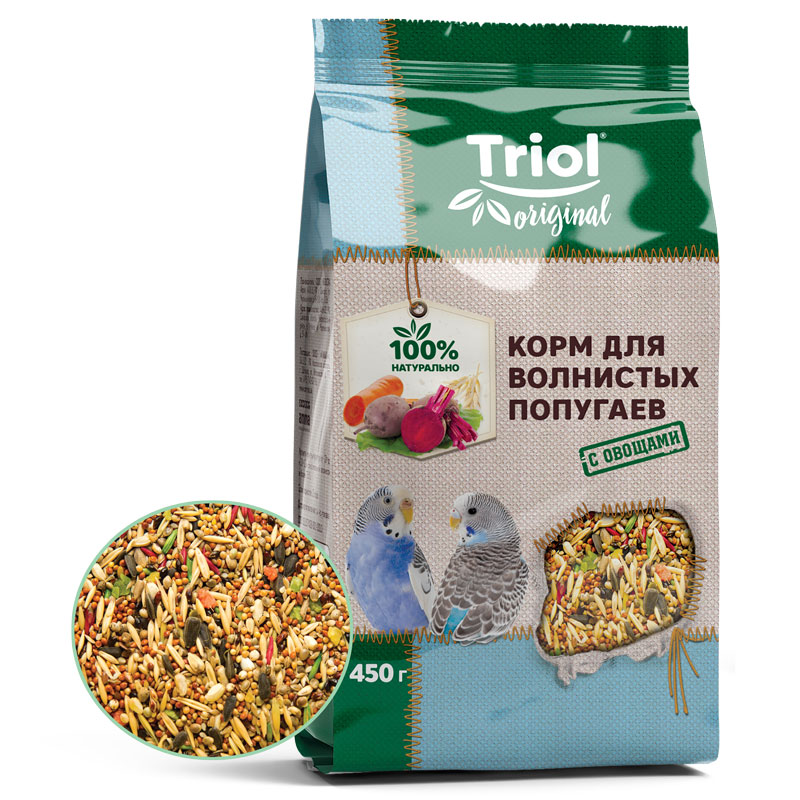 Корм Triol Original для волнистых попугаев с овощами 450г