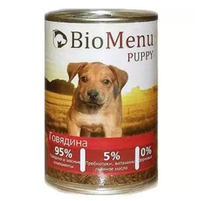 BioMenu PUPPY 95%-МЯСО ж/б Консервы для Щенков Говядина 410гр