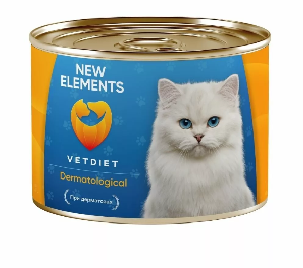 NEW ELEMENTS Dermatological для кошек при Дерматозах ж/б 240г