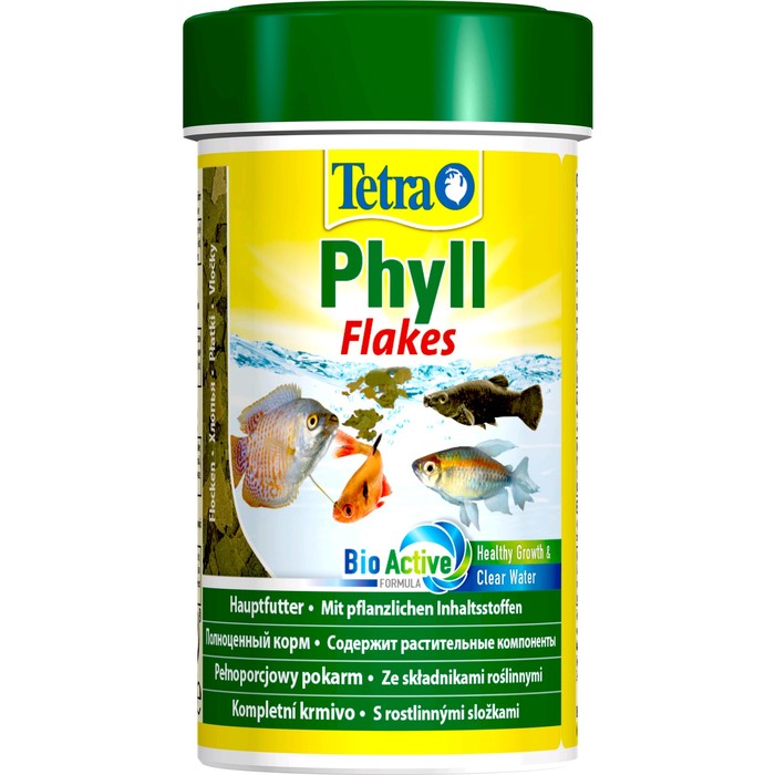 Tetra Phyll Корм для всех видов рыб растительные хлопья 100мл