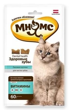 Мнямс Здоровые зубы Хрустящие подушечки для кошек 60г