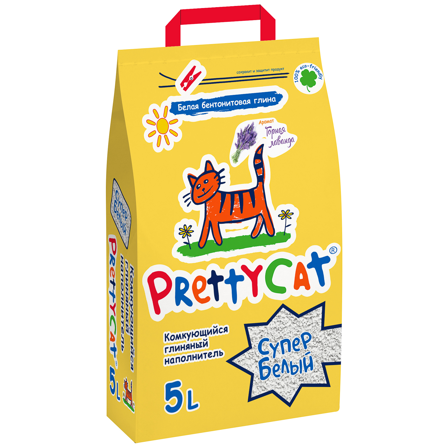 PrettyCat Супер белый Наполнитель комкующийся с ароматом Лаванды 5л (4,2кг)