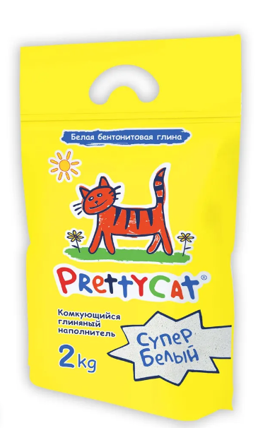 PrettyCat Супер белый Наполнитель комкующийся 2кг