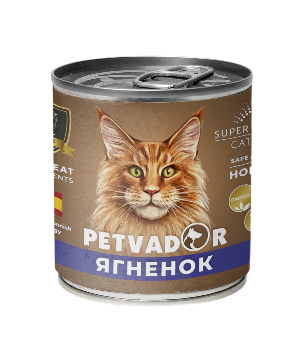 PETVADOR Cat Holistic влажный корм для кошек всех пород Ягнёнок/Лосось 240г ж/б