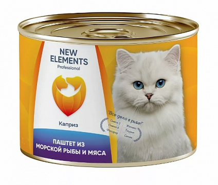 NEW ELEMENTS Паштет Каприз для кошек морская рыба,мясо ж/б240г