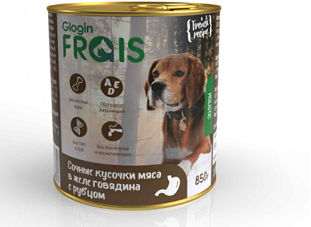 FRAIS Holistic Dog ж/б Консервы "Говядина с рубцом в желе" для собак