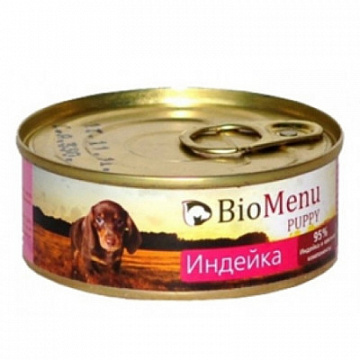 BioMenu PUPPY 95%-МЯСО ж/б Консервы для Щенков Индейка 100гр