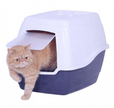 Чистый Котик CAT-L27 Закрытый туалет для кошек 50х40х39см с совком (синий)