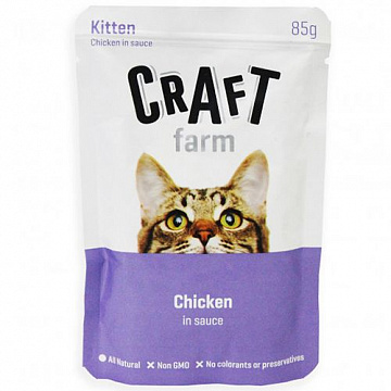 CRAFT FARM Kitten Корм для Котят Курица в соусе 85г (пауч)